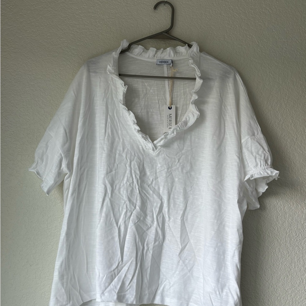 Mersea White Blouse with Ruffle Collar - Picture 2 of 3